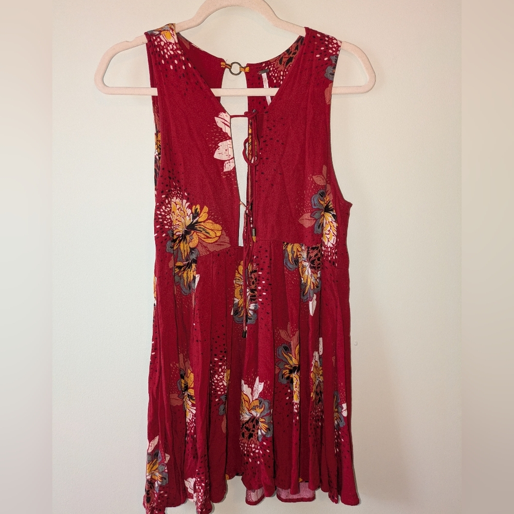 Free People Red Floral Top